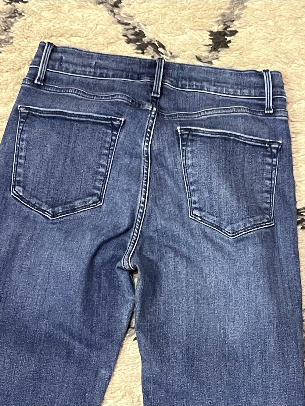 FRAME Le High Straight Jeans Size 27 High Rise Raw Hem Cropped Dark Wash - Picture 6 of 6